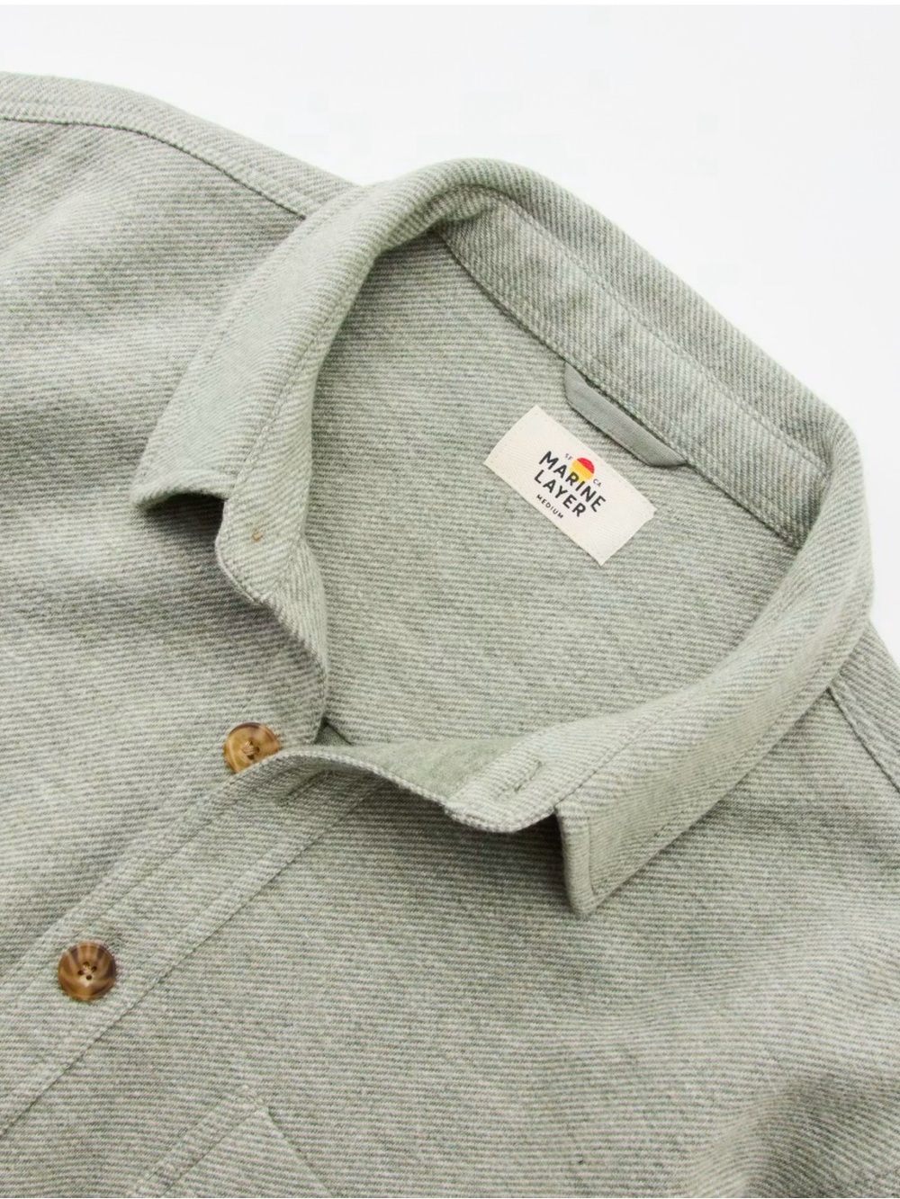 Marine Layer Pacifica Stretch Twill Overshirt - vetiver / sage - larger - Picture 2 of 10